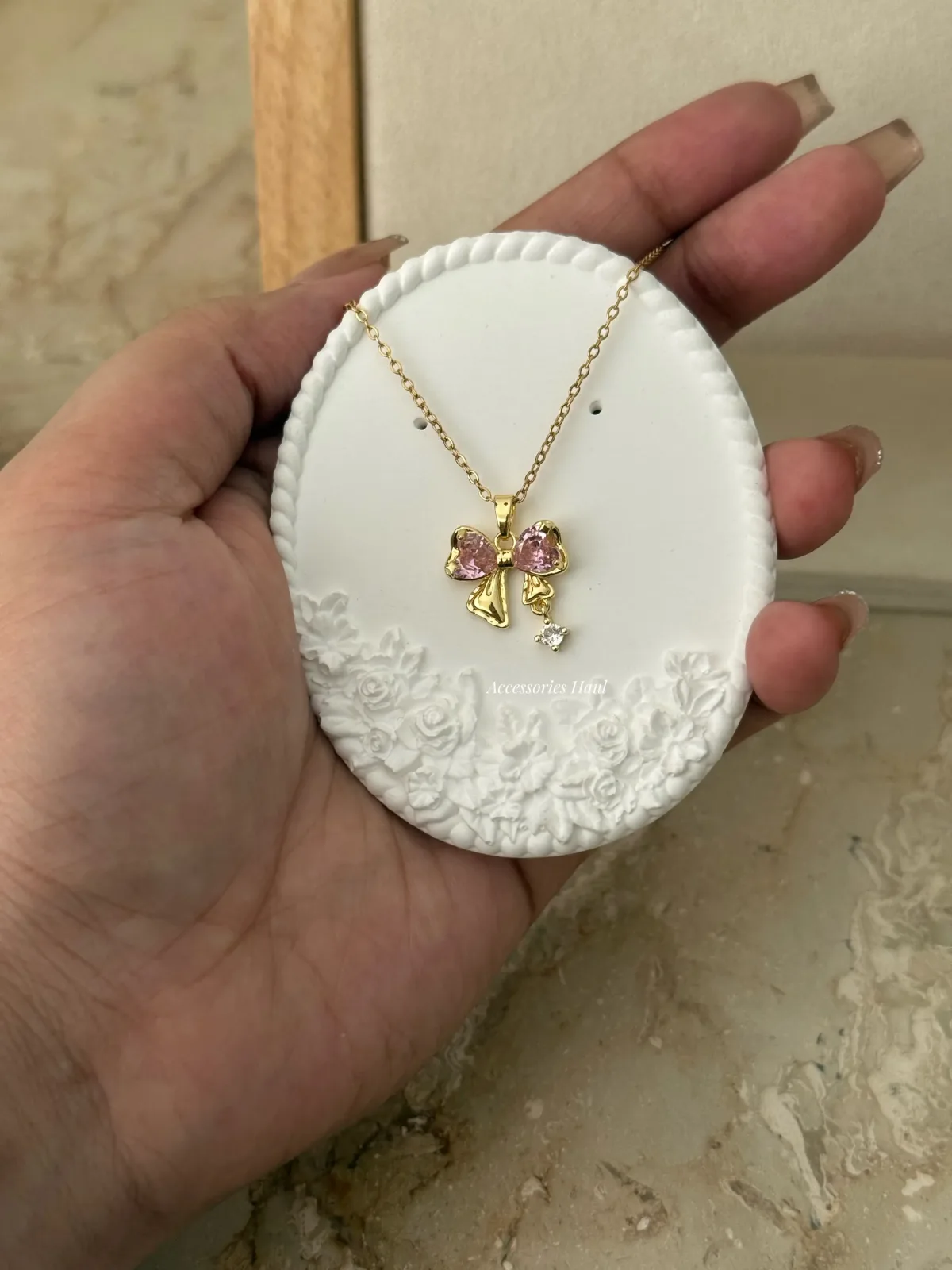 Pink Bow Necklace
